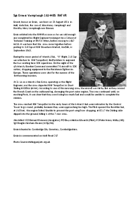 A preview of a PDF biography for Vamplough, Ernest